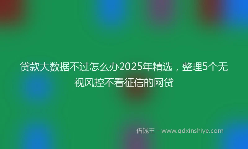 贷款大数据不过怎么办2025年精选，整理5个无视风控不看征信的网贷