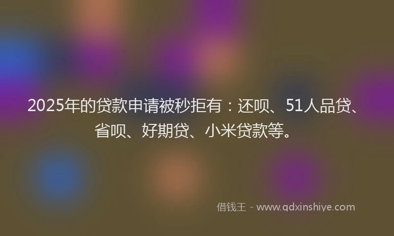 2025年的贷款申请被秒拒有：还呗、51人品贷、省呗、好期贷、小米贷款等。