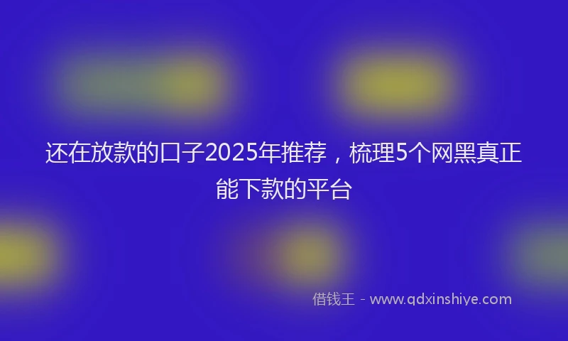 还在放款的口子2025年推荐，梳理5个网黑真正能下款的平台