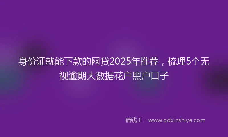 身份证就能下款的网贷2025年推荐，梳理5个无视逾期大数据花户黑户口子