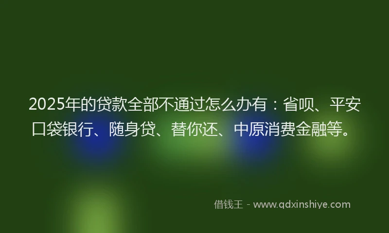 2025年的贷款全部不通过怎么办有：省呗、平安口袋银行、随身贷、替你还、中原消费金融等。