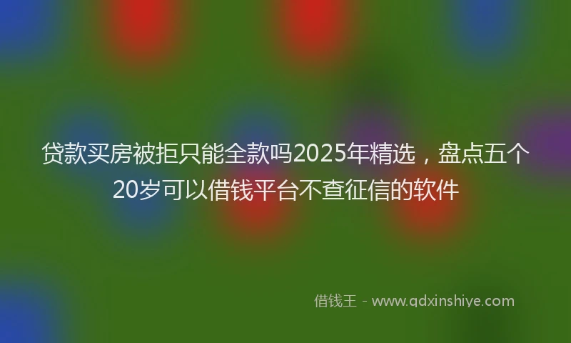 贷款买房被拒只能全款吗2025年精选，盘点五个20岁可以借钱平台不查征信的软件