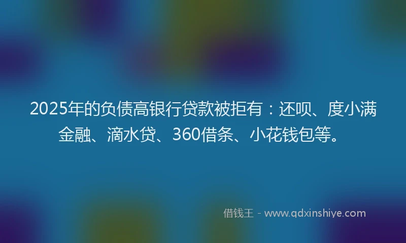 2025年的负债高银行贷款被拒有：还呗、度小满金融、滴水贷、360借条、小花钱包等。