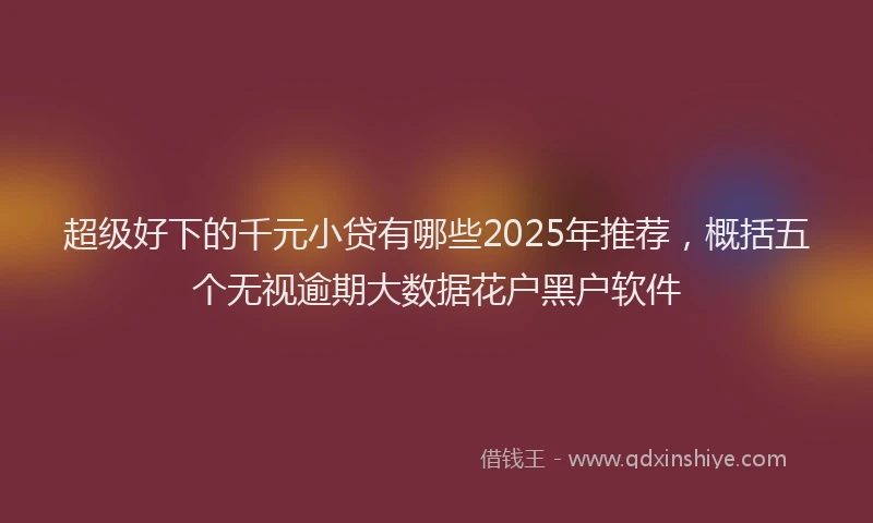 超级好下的千元小贷有哪些2025年推荐，概括五个无视逾期大数据花户黑户软件