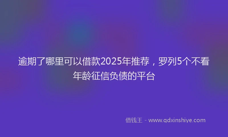 逾期了哪里可以借款2025年推荐，罗列5个不看年龄征信负债的平台
