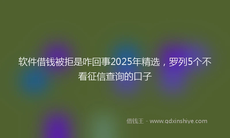 软件借钱被拒是咋回事2025年精选，罗列5个不看征信查询的口子