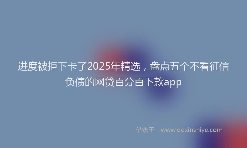 进度被拒下卡了2025年精选，盘点五个不看征信负债的网贷百分百下款app