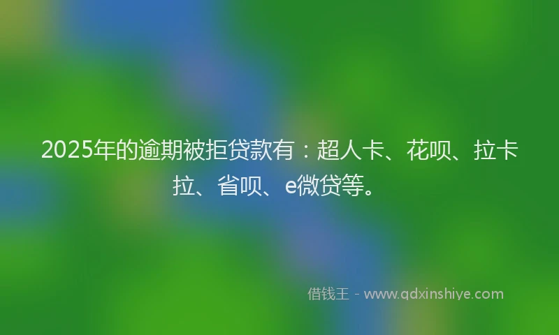 2025年的逾期被拒贷款有：超人卡、花呗、拉卡拉、省呗、e微贷等。