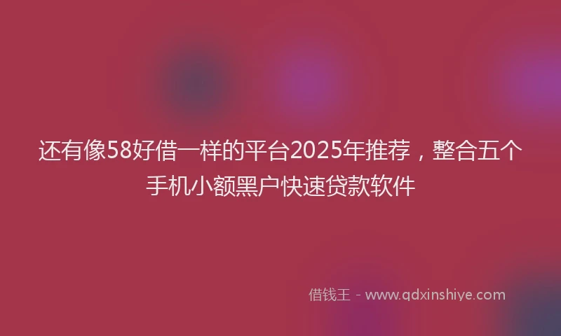 还有像58好借一样的平台2025年推荐，整合五个手机小额黑户快速贷款软件
