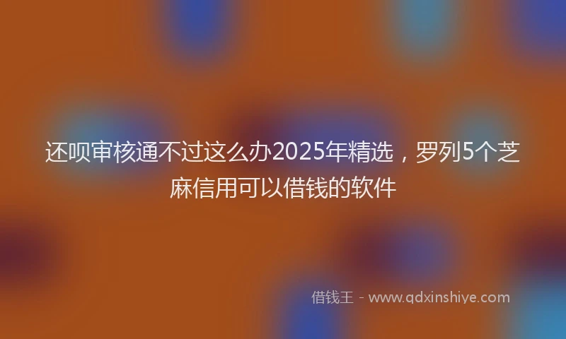 还呗审核通不过这么办2025年精选，罗列5个芝麻信用可以借钱的软件