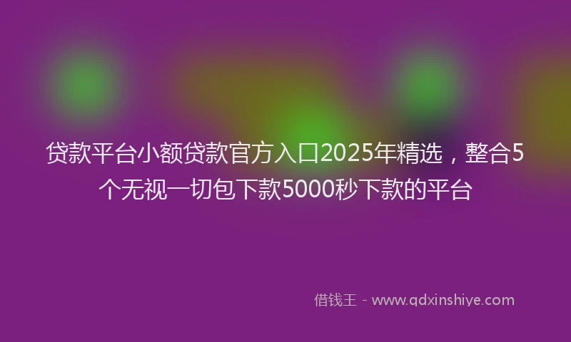贷款平台小额贷款官方入口2025年精选，整合5个无视一切包下款5000秒下款的平台