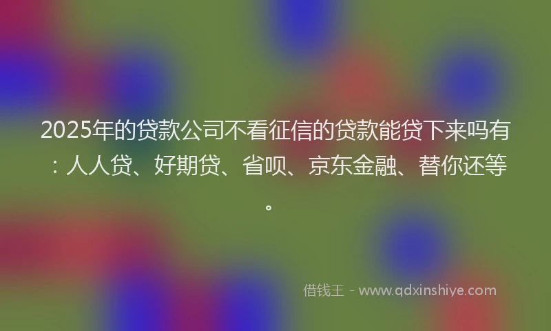 2025年的贷款公司不看征信的贷款能贷下来吗有：人人贷、好期贷、省呗、京东金融、替你还等。