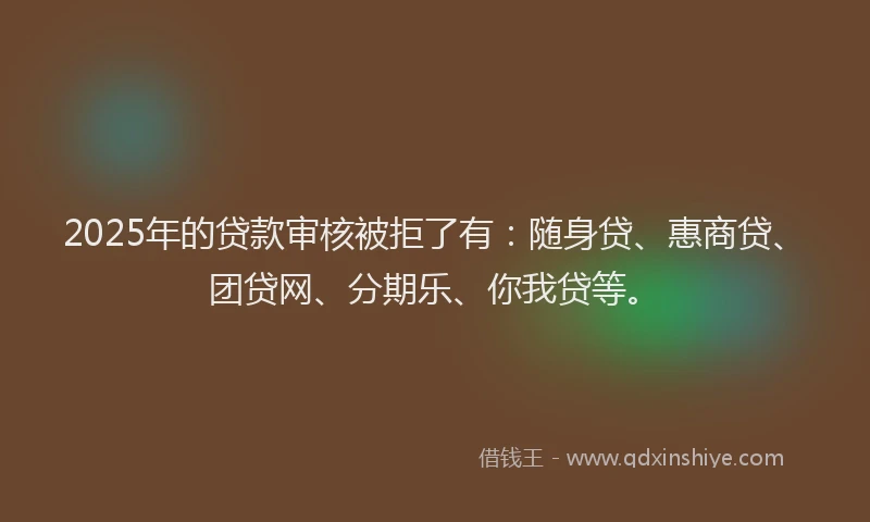 2025年的贷款审核被拒了有：随身贷、惠商贷、团贷网、分期乐、你我贷等。