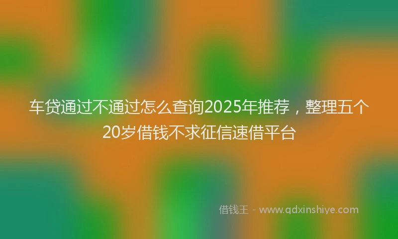 车贷通过不通过怎么查询2025年推荐，整理五个20岁借钱不求征信速借平台