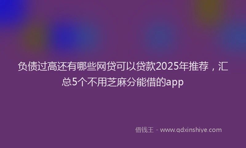 负债过高还有哪些网贷可以贷款2025年推荐，汇总5个不用芝麻分能借的app