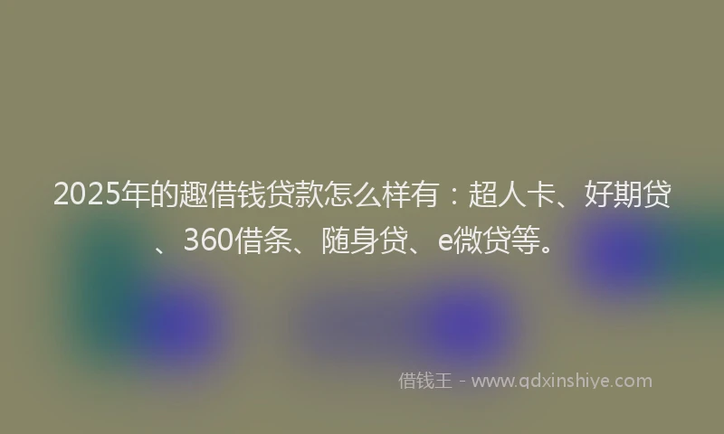 2025年的趣借钱贷款怎么样有：超人卡、好期贷、360借条、随身贷、e微贷等。