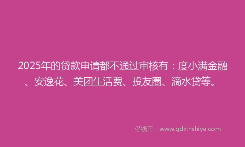 2025年的贷款申请都不通过审核有：度小满金融、安逸花、美团生活费、投友圈、滴水贷等。