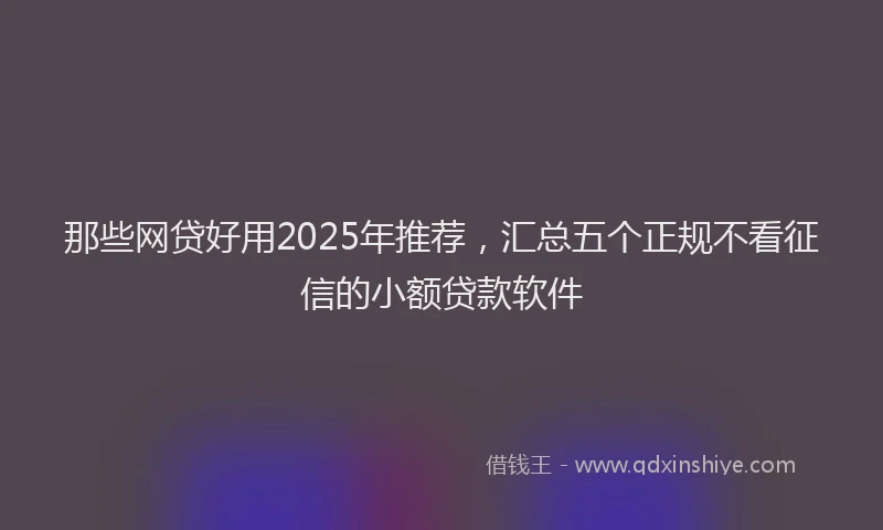 那些网贷好用2025年推荐，汇总五个正规不看征信的小额贷款软件