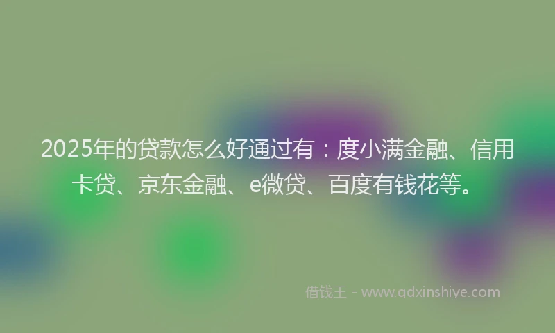 2025年的贷款怎么好通过有：度小满金融、信用卡贷、京东金融、e微贷、百度有钱花等。