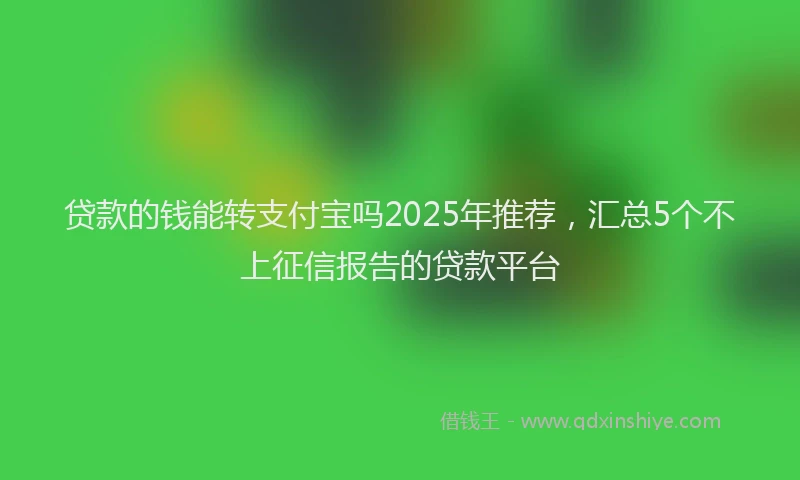 贷款的钱能转支付宝吗2025年推荐，汇总5个不上征信报告的贷款平台