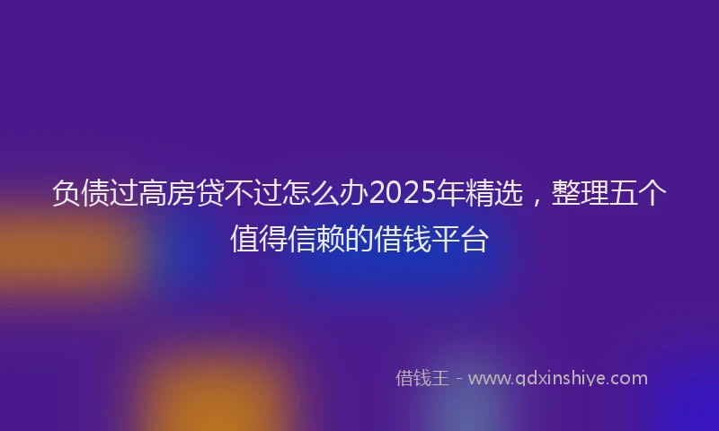 负债过高房贷不过怎么办2025年精选，整理五个值得信赖的借钱平台