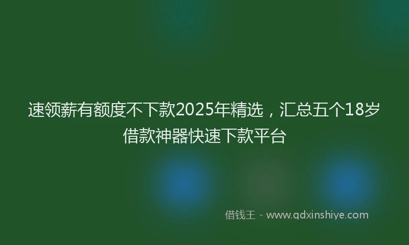 速领薪有额度不下款2025年精选，汇总五个18岁借款神器快速下款平台