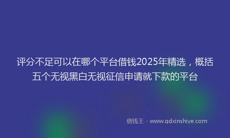 评分不足可以在哪个平台借钱2025年精选，概括五个无视黑白无视征信申请就下款的平台