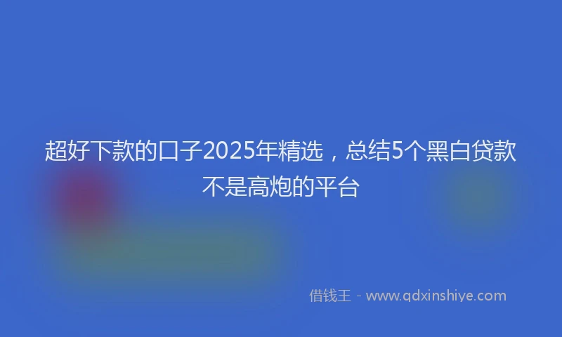超好下款的口子2025年精选，总结5个黑白贷款不是高炮的平台