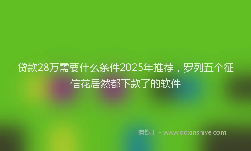 贷款28万需要什么条件2025年推荐，罗列五个征信花居然都下款了的软件