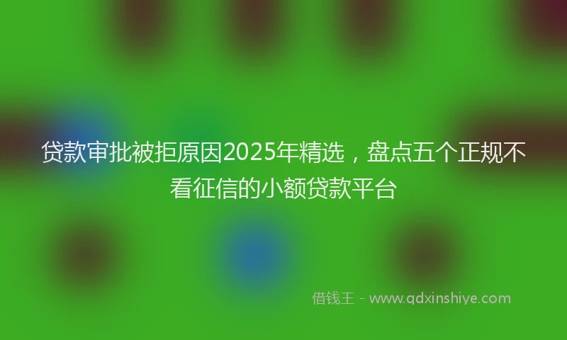 贷款审批被拒原因2025年精选，盘点五个正规不看征信的小额贷款平台