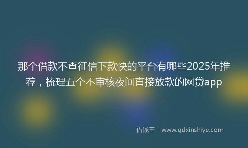 那个借款不查征信下款快的平台有哪些2025年推荐，梳理五个不审核夜间直接放款的网贷app
