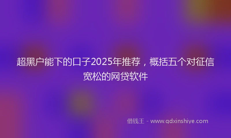 超黑户能下的口子2025年推荐，概括五个对征信宽松的网贷软件