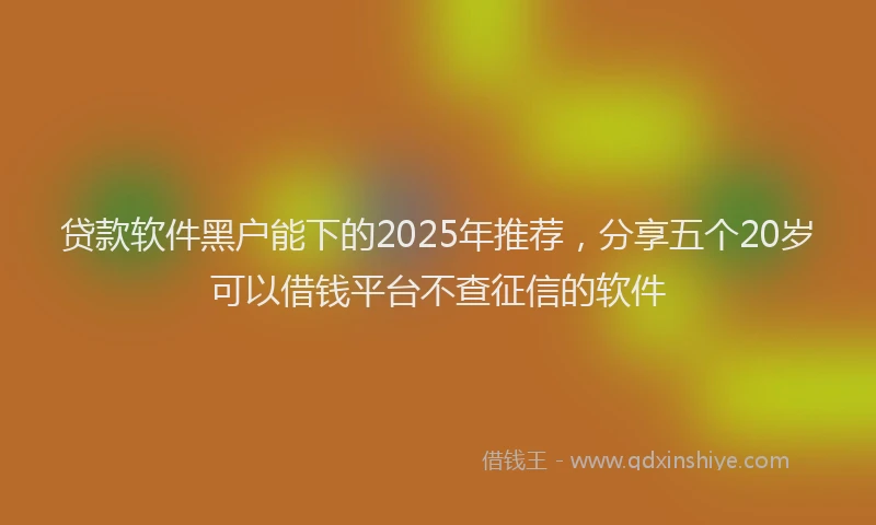 贷款软件黑户能下的2025年推荐，分享五个20岁可以借钱平台不查征信的软件