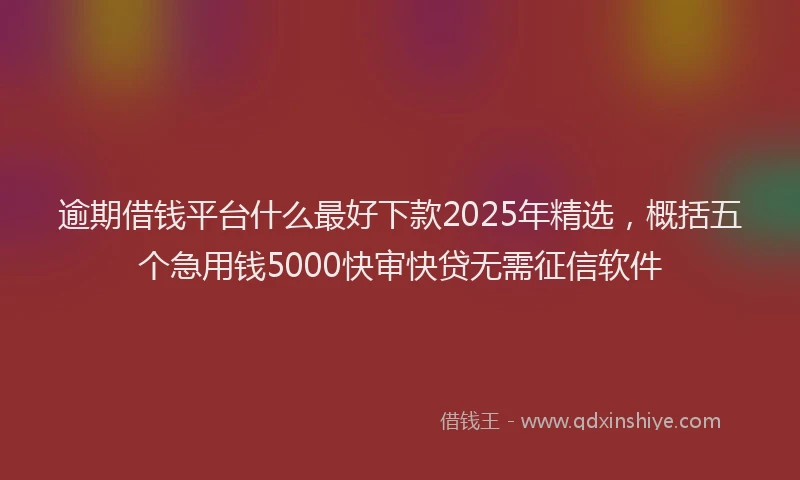 逾期借钱平台什么最好下款2025年精选，概括五个急用钱5000快审快贷无需征信软件