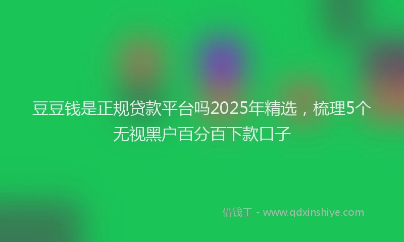 豆豆钱是正规贷款平台吗2025年精选，梳理5个无视黑户百分百下款口子