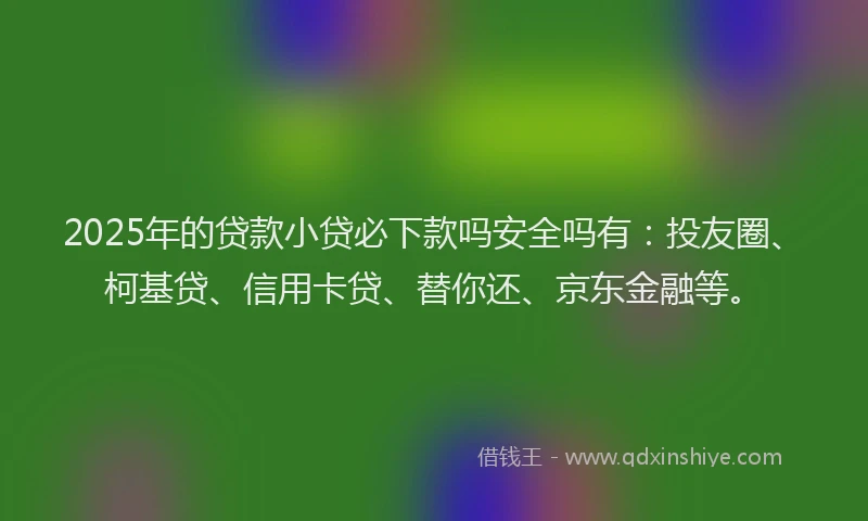 2025年的贷款小贷必下款吗安全吗有：投友圈、柯基贷、信用卡贷、替你还、京东金融等。