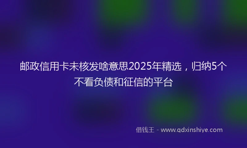 邮政信用卡未核发啥意思2025年精选，归纳5个不看负债和征信的平台