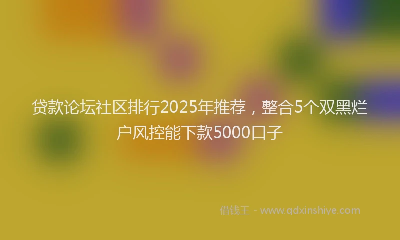 贷款论坛社区排行2025年推荐，整合5个双黑烂户风控能下款5000口子