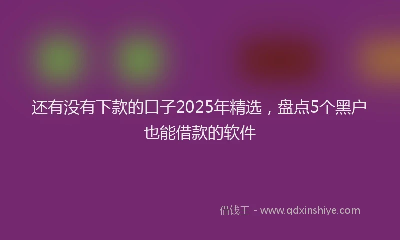 还有没有下款的口子2025年精选，盘点5个黑户也能借款的软件