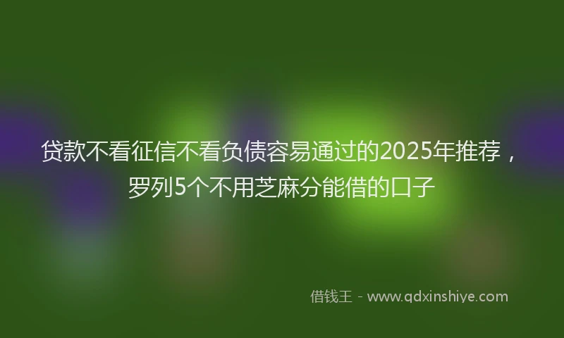 贷款不看征信不看负债容易通过的2025年推荐，罗列5个不用芝麻分能借的口子