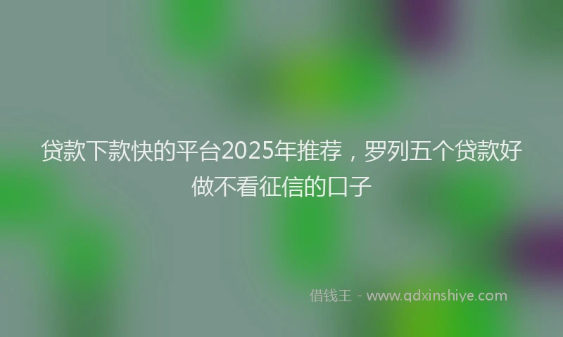 贷款下款快的平台2025年推荐，罗列五个贷款好做不看征信的口子