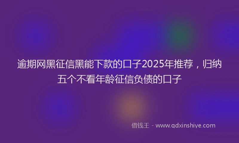 逾期网黑征信黑能下款的口子2025年推荐，归纳五个不看年龄征信负债的口子