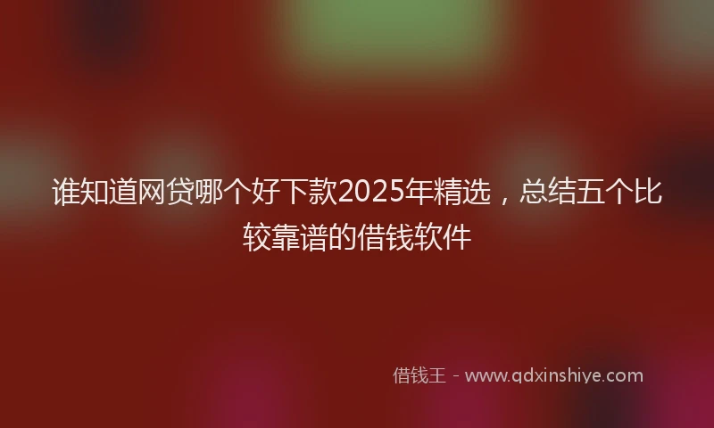 谁知道网贷哪个好下款2025年精选，总结五个比较靠谱的借钱软件