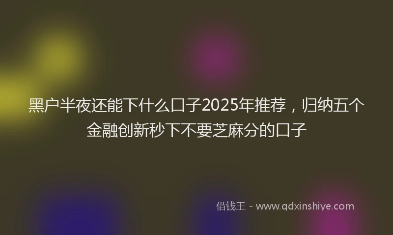 黑户半夜还能下什么口子2025年推荐，归纳五个金融创新秒下不要芝麻分的口子