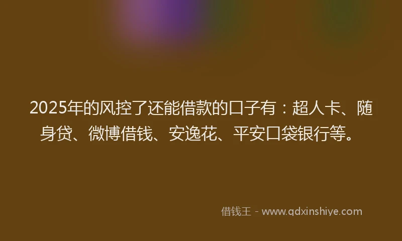 2025年的风控了还能借款的口子有：超人卡、随身贷、微博借钱、安逸花、平安口袋银行等。