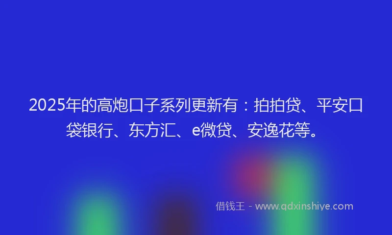 2025年的高炮口子系列更新有：拍拍贷、平安口袋银行、东方汇、e微贷、安逸花等。