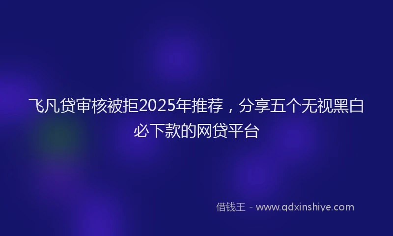 飞凡贷审核被拒2025年推荐，分享五个无视黑白必下款的网贷平台
