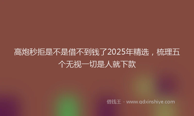 高炮秒拒是不是借不到钱了2025年精选，梳理五个无视一切是人就下款