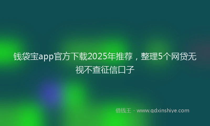 钱袋宝app官方下载2025年推荐，整理5个网贷无视不查征信口子