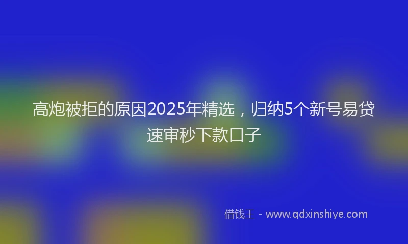 高炮被拒的原因2025年精选，归纳5个新号易贷速审秒下款口子